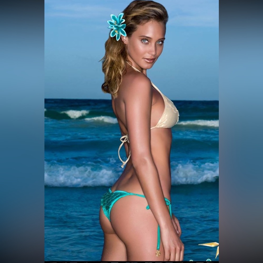 Luli Fama Beige and Turquoise Bikini